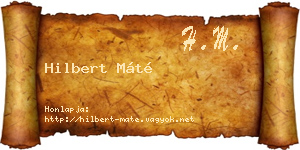 Hilbert Máté névjegykártya